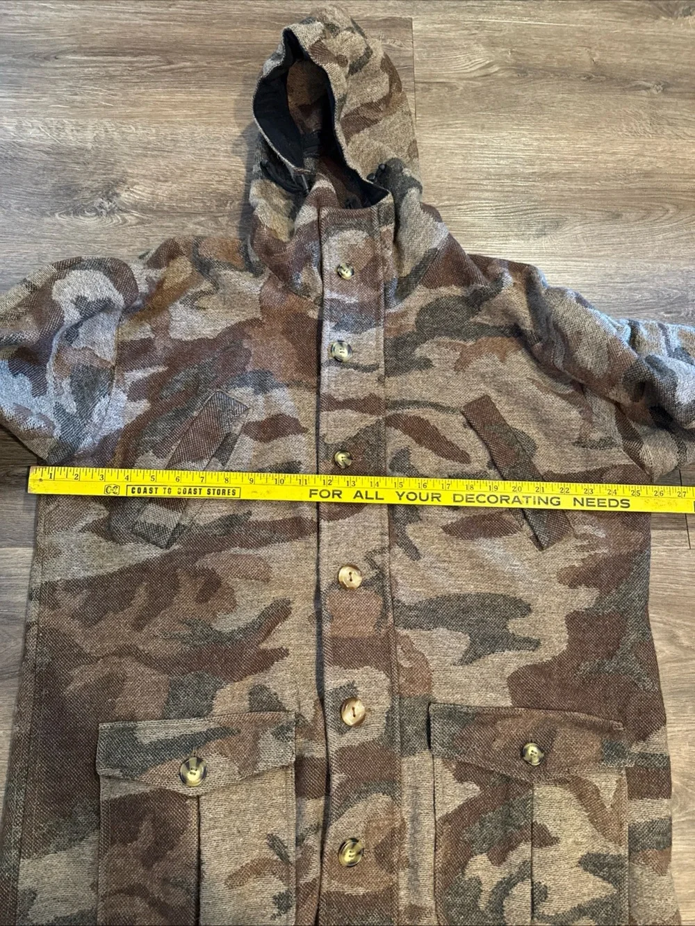 Weatherby Camo Field Coat Hunting Jacket size XL with Pants Size 36 Wool